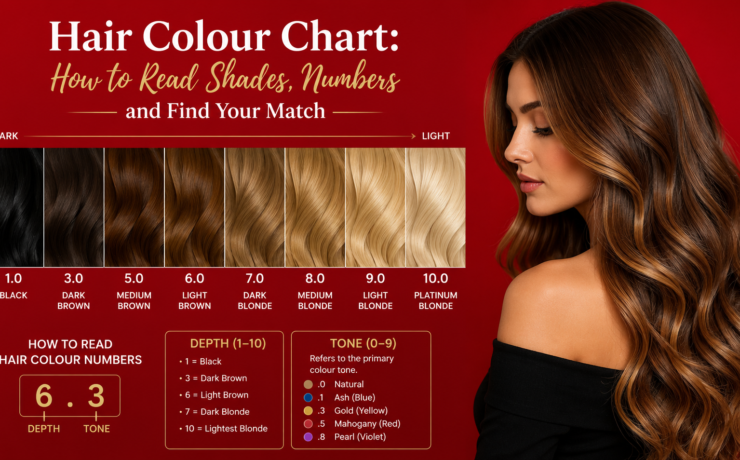 Close up of hair dye box showing colour numbering system